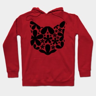 Black Floral Cat (dark) Hoodie